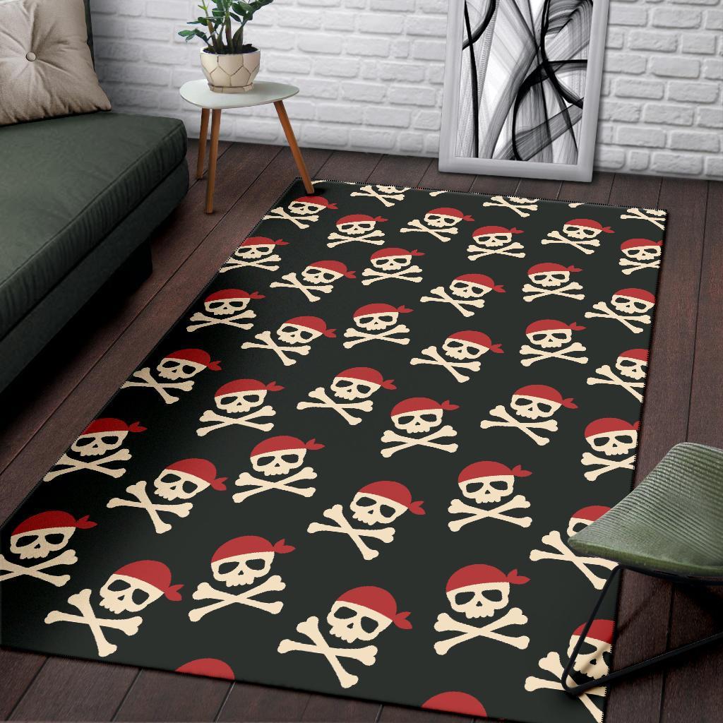 Pirate Skull Print Pattern Floor Mat-grizzshop