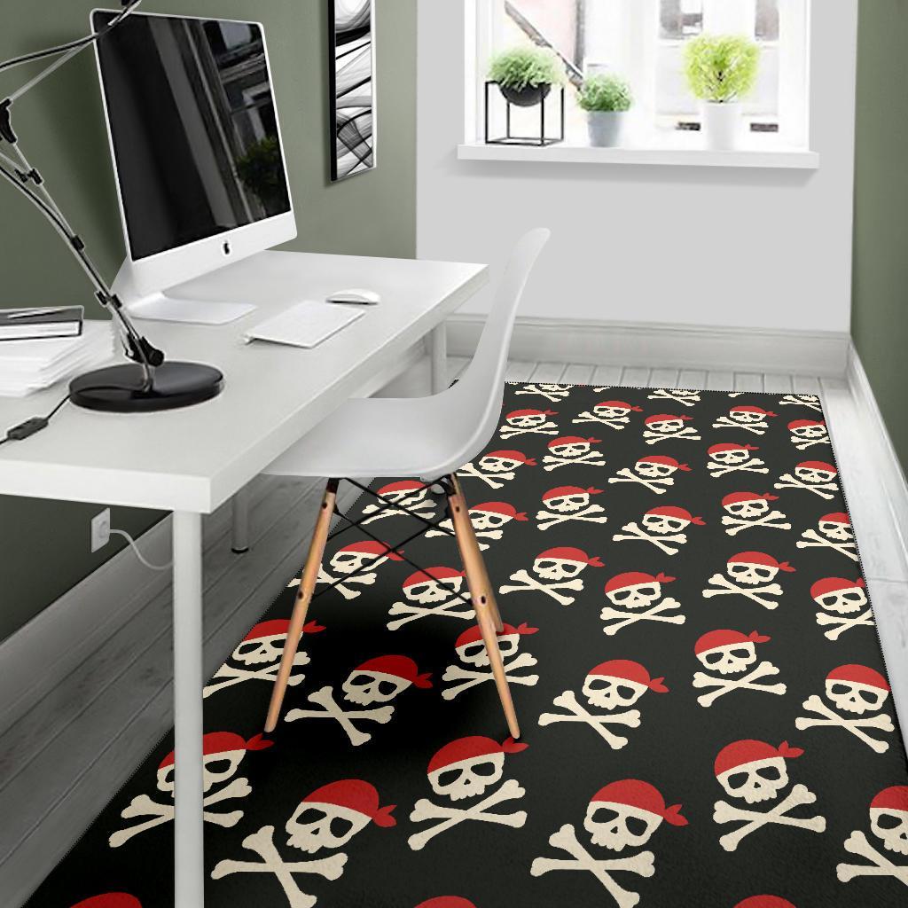 Pirate Skull Print Pattern Floor Mat-grizzshop