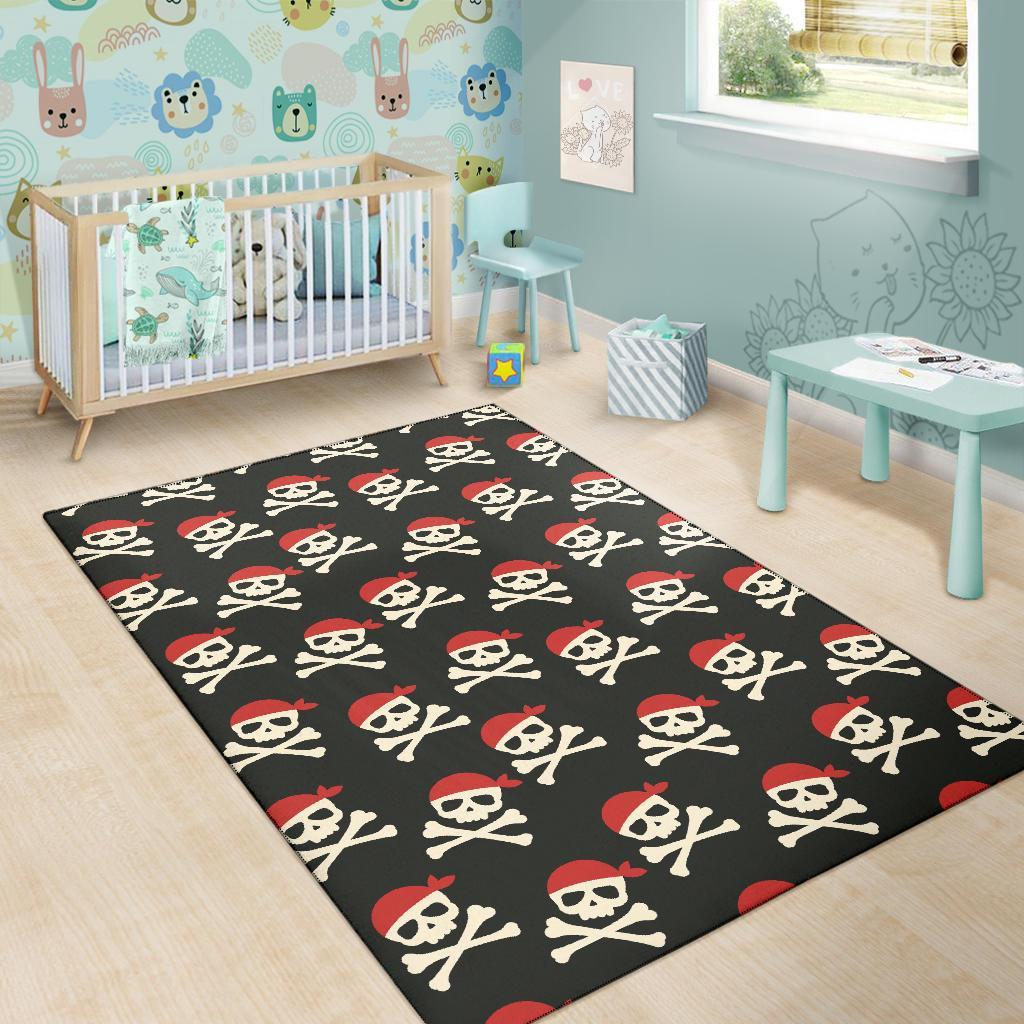 Pirate Skull Print Pattern Floor Mat-grizzshop