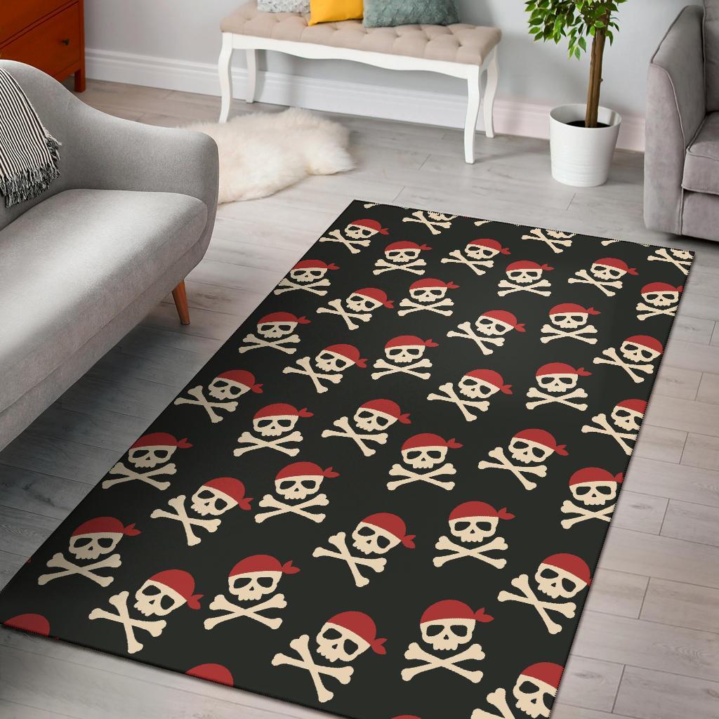 Pirate Skull Print Pattern Floor Mat-grizzshop