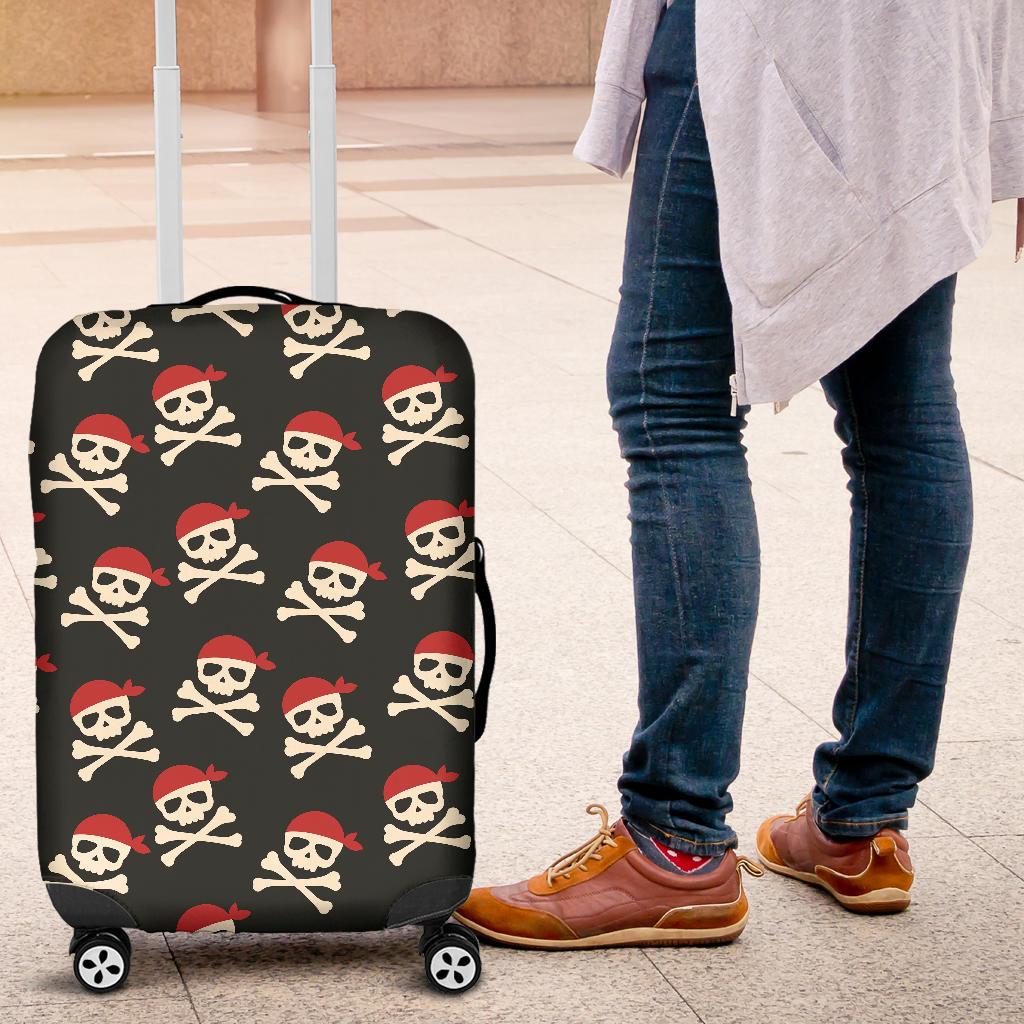 Pirate Skull Print Pattern Luggage Cover Protector-grizzshop