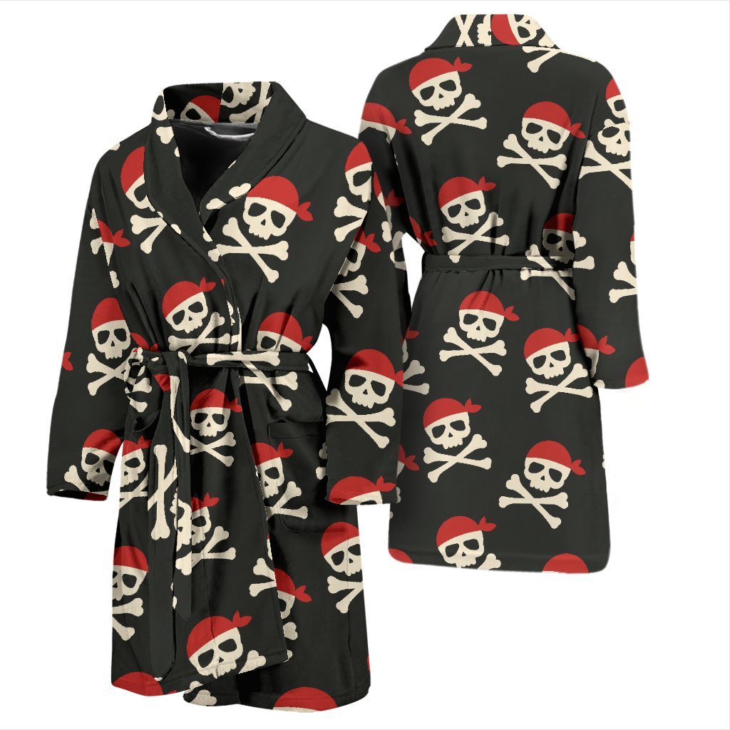 Pirate Skull Print Pattern Men Long Robe-grizzshop