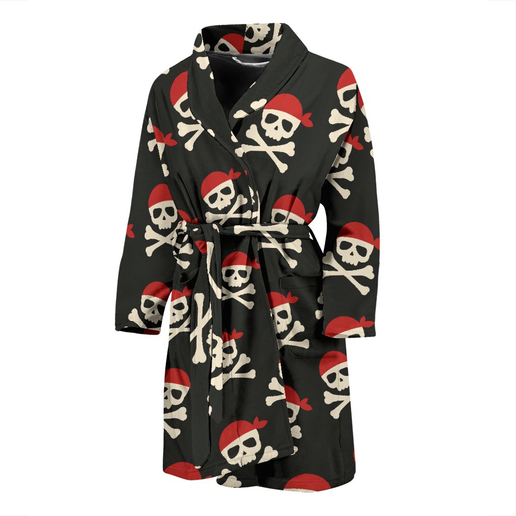 Pirate Skull Print Pattern Men Long Robe-grizzshop