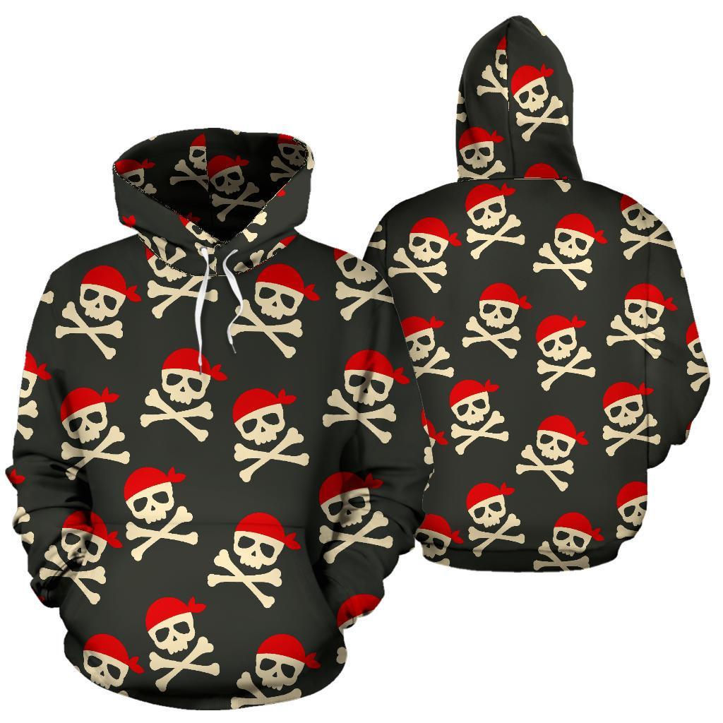 Pirate Skull Print Pattern Men Women Pullover Hoodie-grizzshop