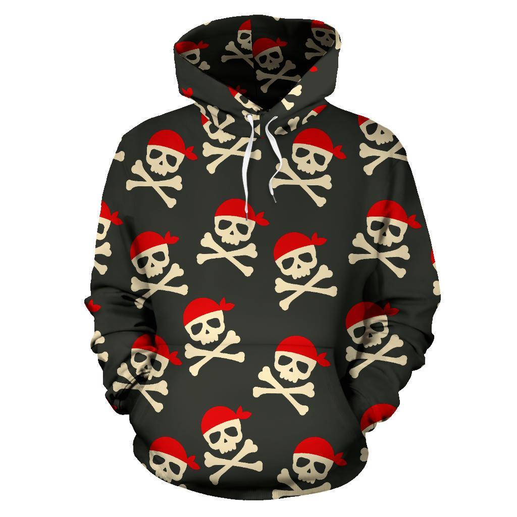 Pirate Skull Print Pattern Men Women Pullover Hoodie-grizzshop