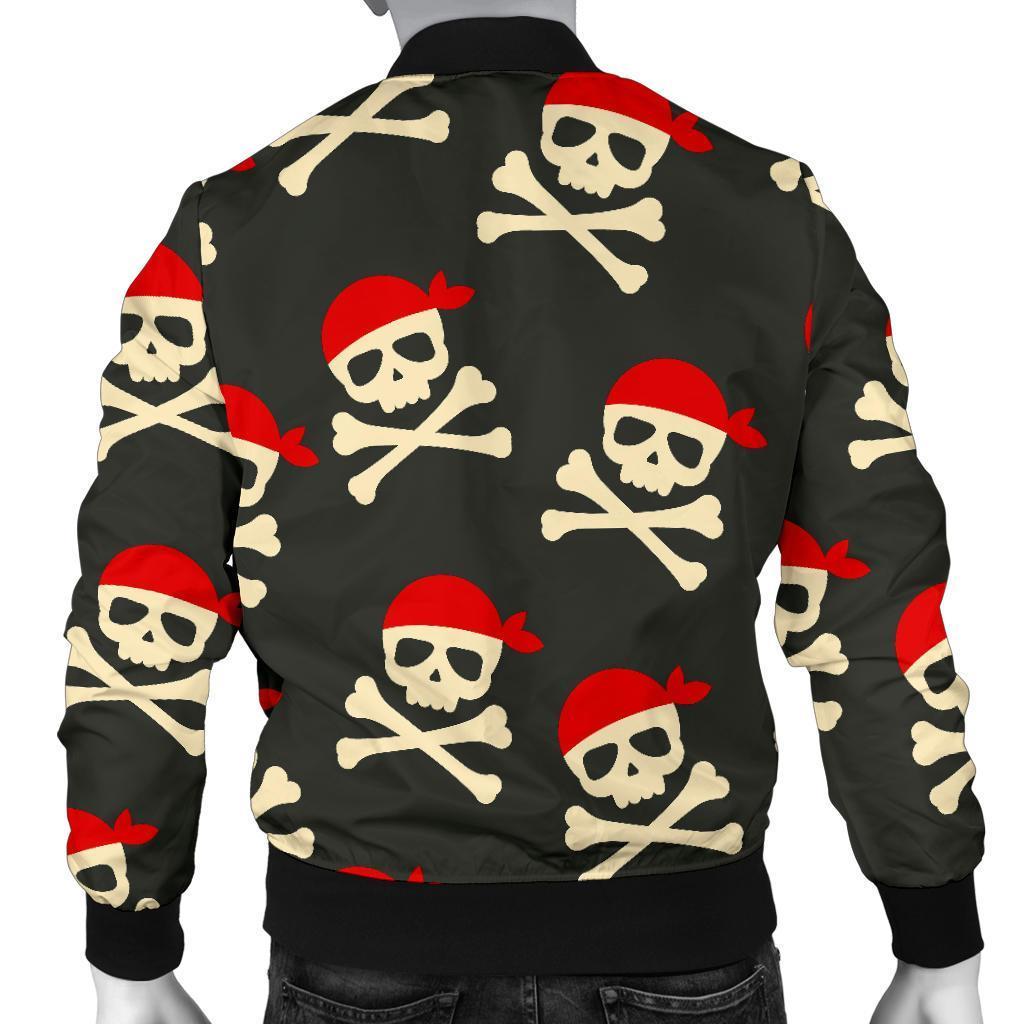 Pirate Skull Print Pattern Men's Bomber Jacket-grizzshop