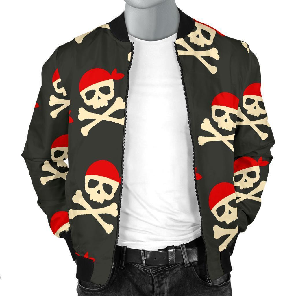 Pirate Skull Print Pattern Men's Bomber Jacket-grizzshop