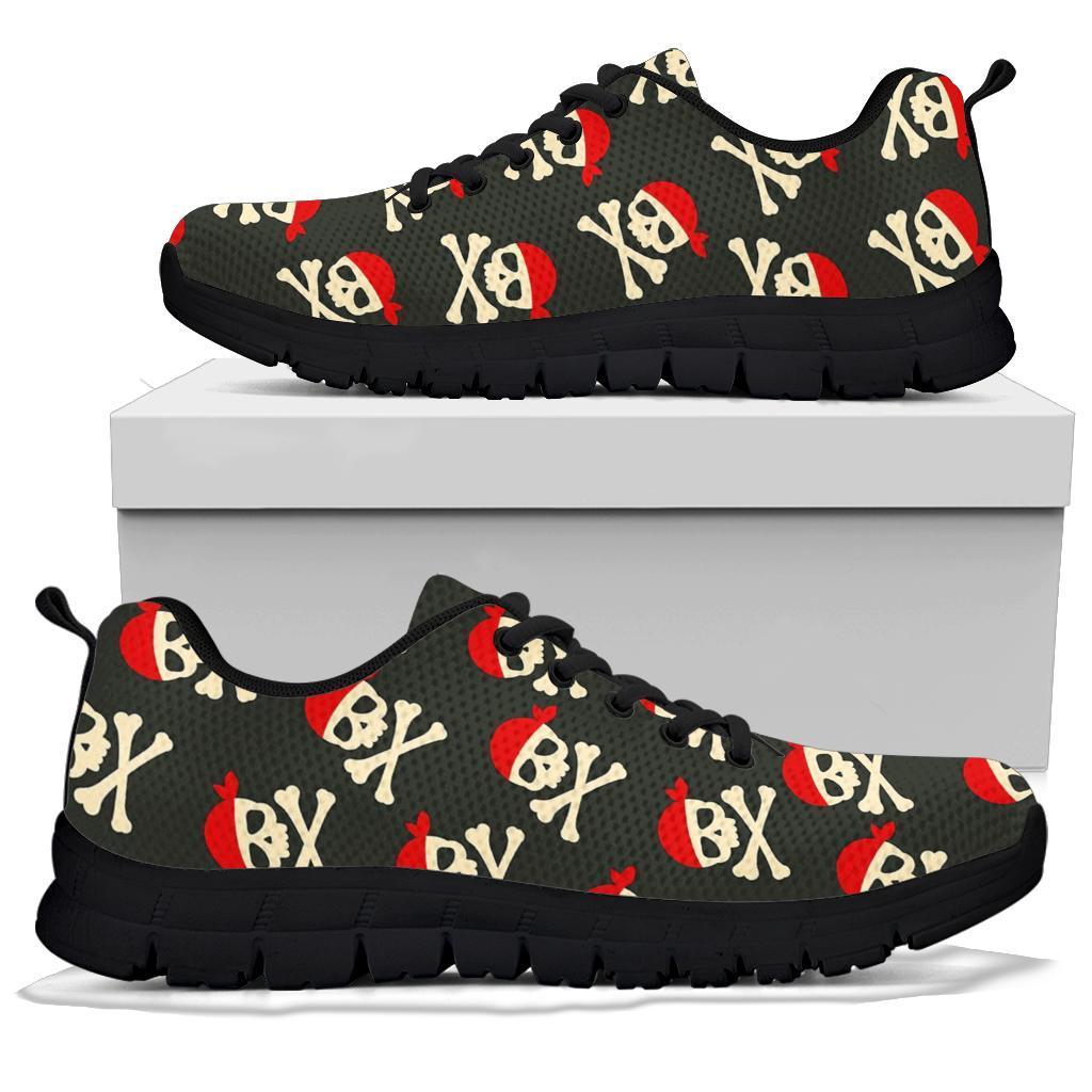 Pirate Skull Print Pattern Sneaker Shoes For Men Women-grizzshop