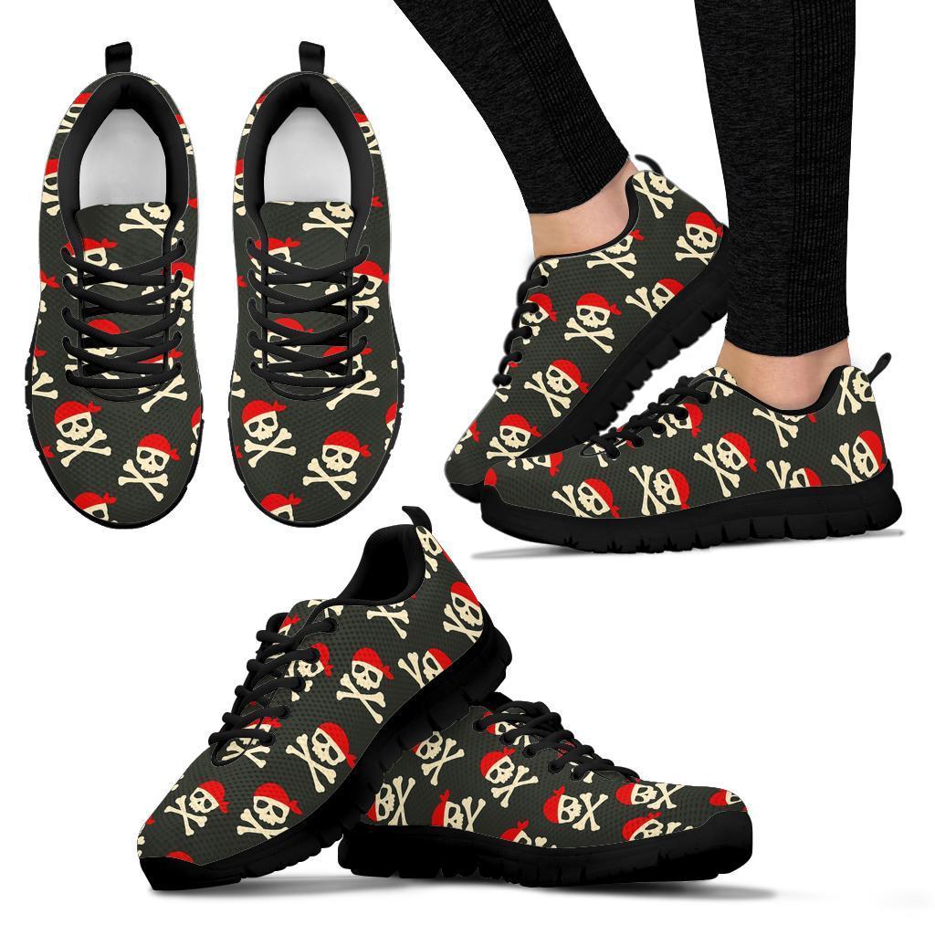 Pirate Skull Print Pattern Sneaker Shoes For Men Women-grizzshop