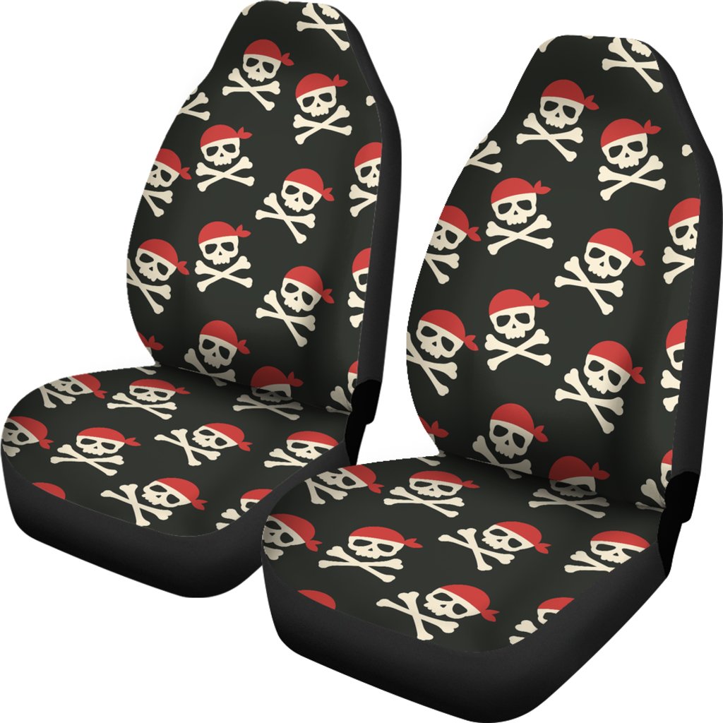 Pirate Skull Print Pattern Universal Fit Car Seat Covers-grizzshop