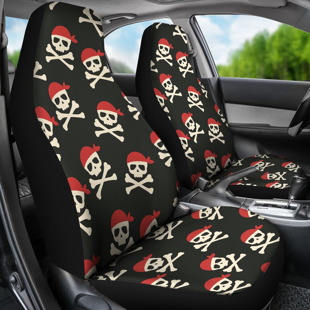 Pirate Skull Print Pattern Universal Fit Car Seat Covers-grizzshop