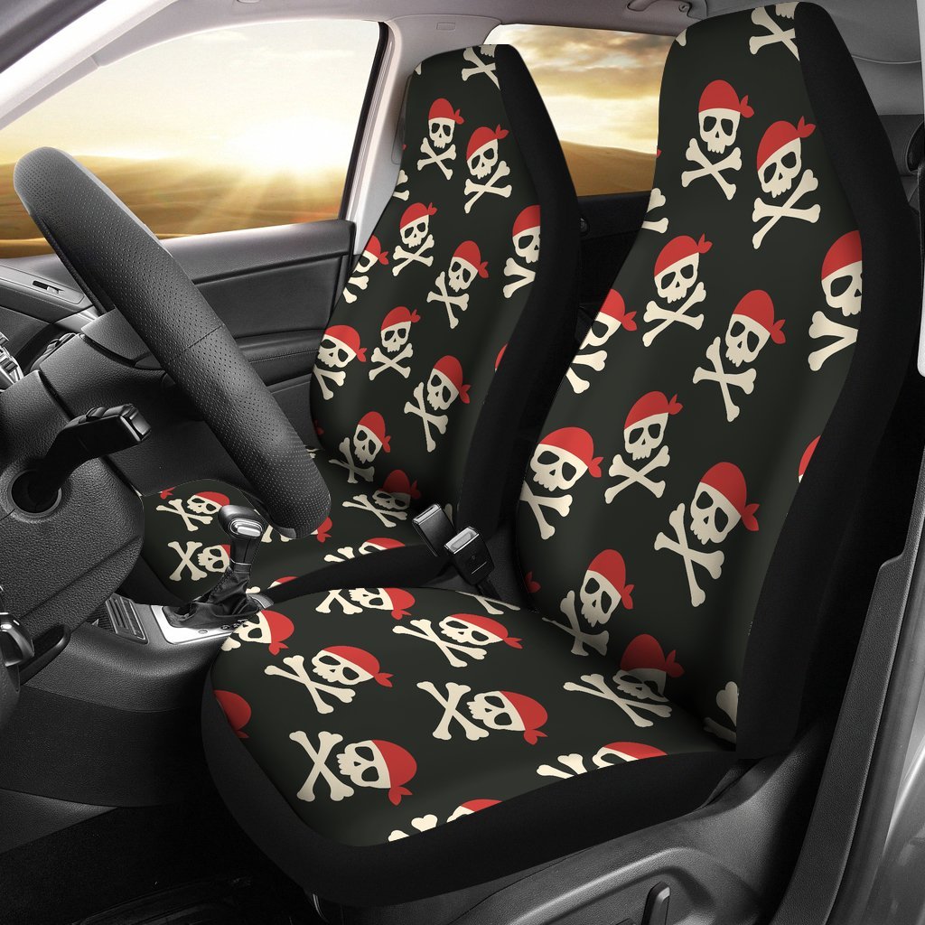 Pirate Skull Print Pattern Universal Fit Car Seat Covers-grizzshop