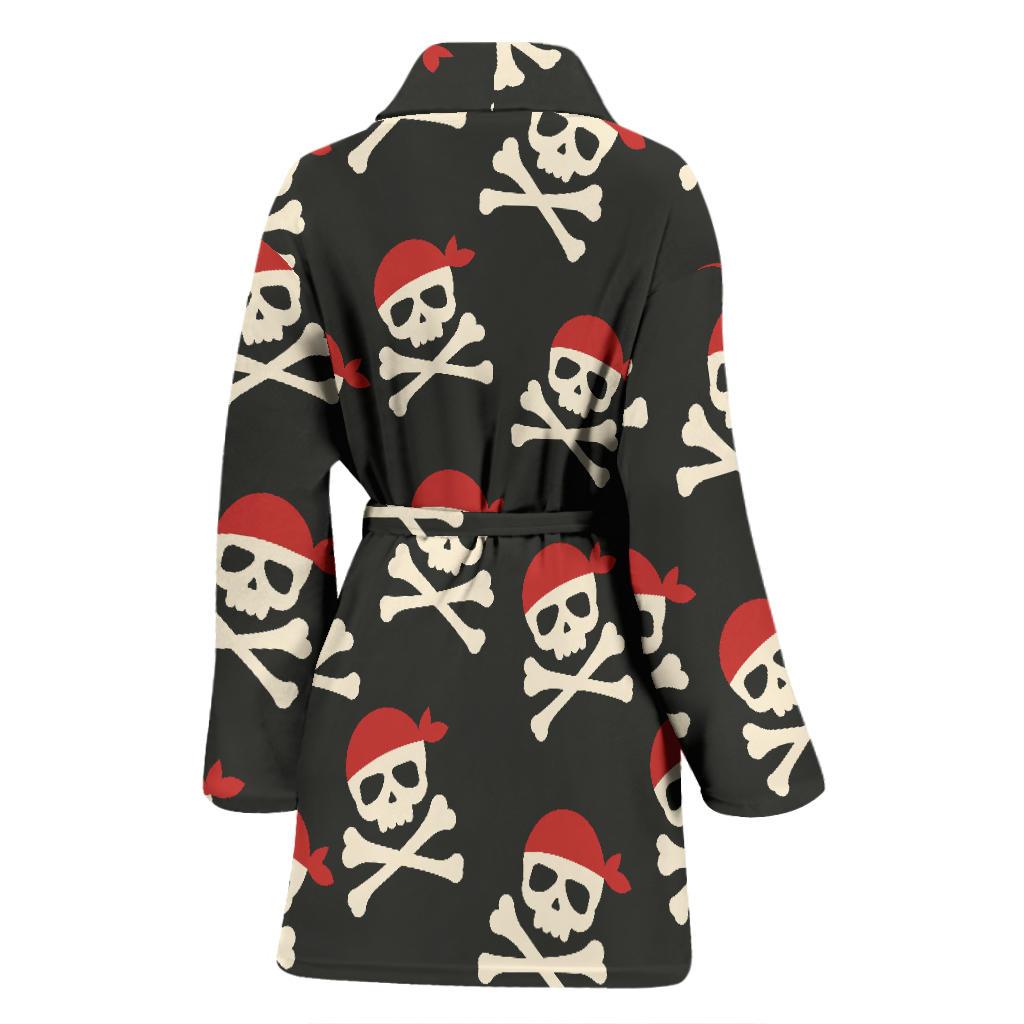 Pirate Skull Print Pattern Women Long Robe-grizzshop