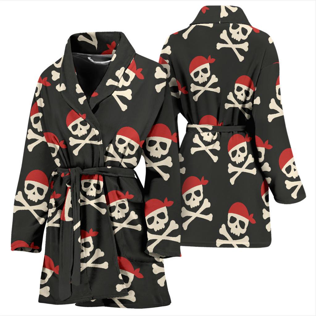 Pirate Skull Print Pattern Women Long Robe-grizzshop