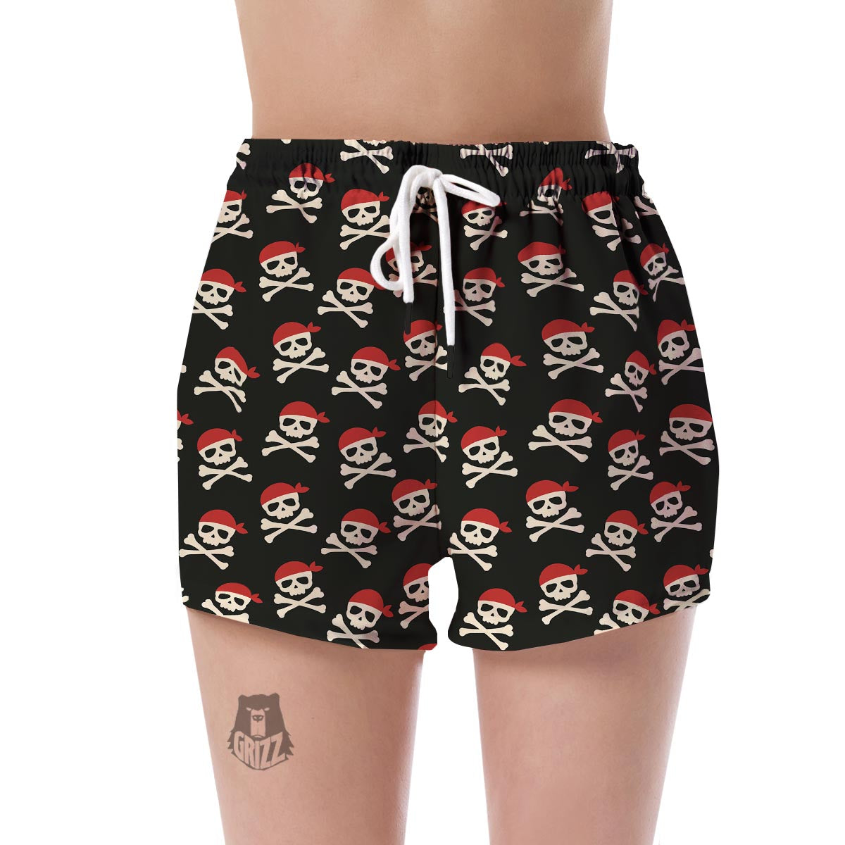 Pirate Skull Print Pattern Women's Shorts-grizzshop
