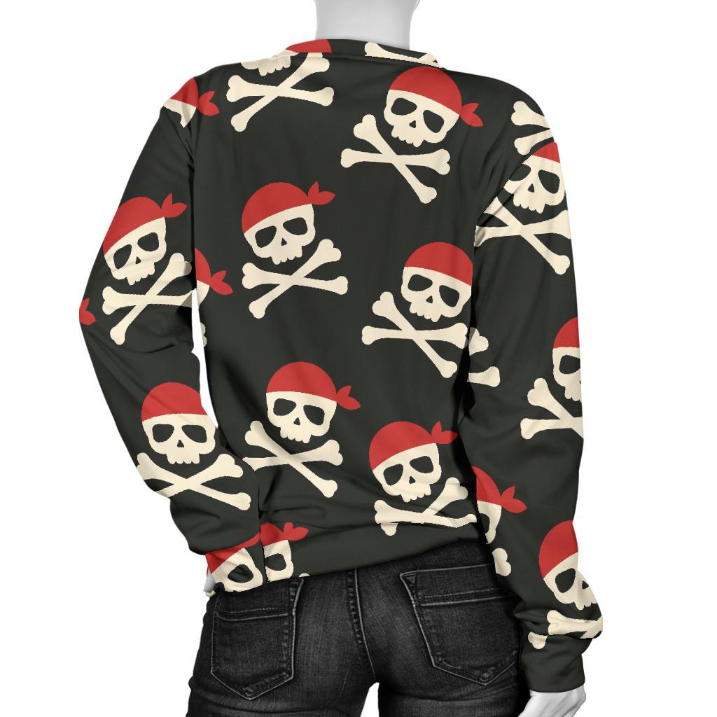 Pirate Skull Print Pattern Women's Sweatshirt-grizzshop