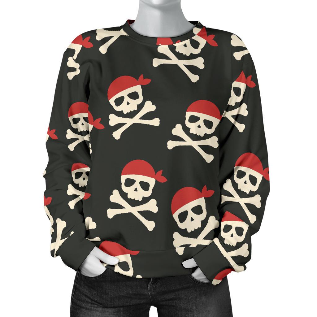 Pirate Skull Print Pattern Women's Sweatshirt-grizzshop