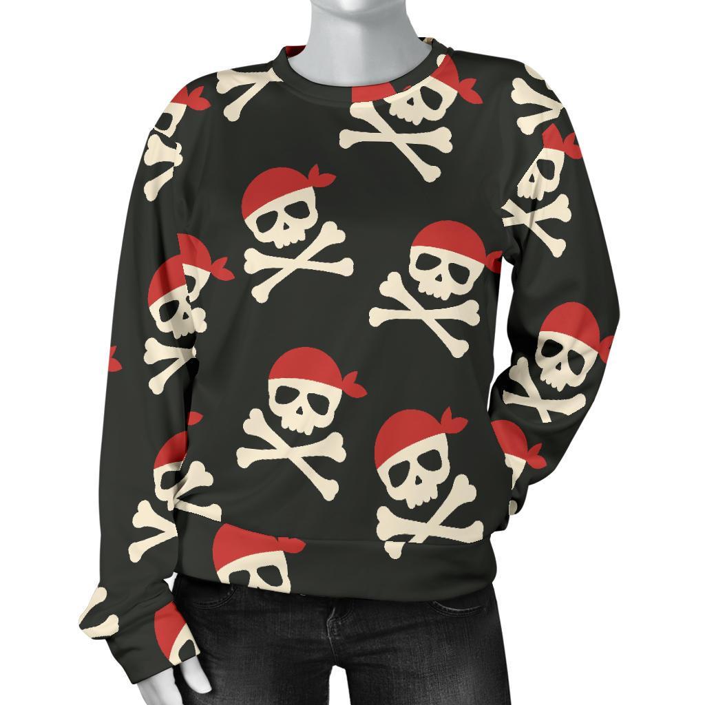 Pirate Skull Print Pattern Women's Sweatshirt-grizzshop