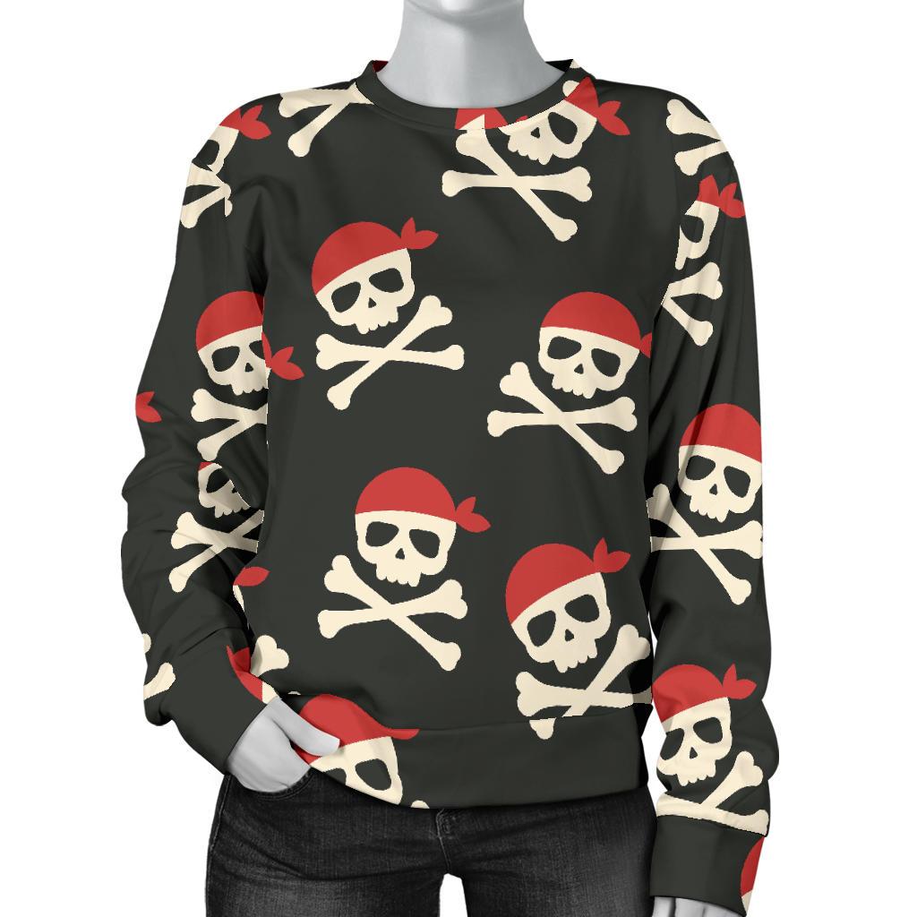 Pirate Skull Print Pattern Women's Sweatshirt-grizzshop