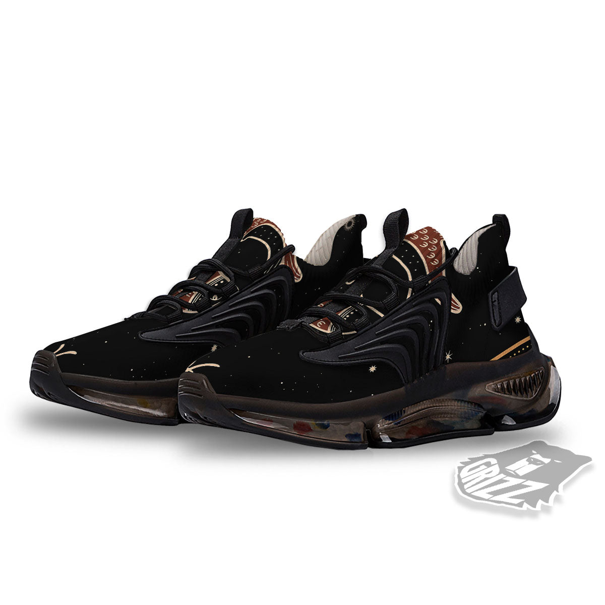Pisces Constellation Print Black Gym Shoes-grizzshop