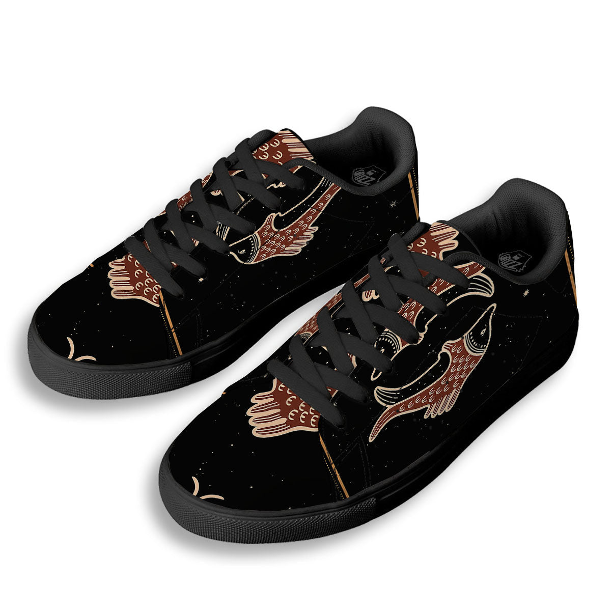 Pisces Constellation Print Black Low Top Sneakers-grizzshop
