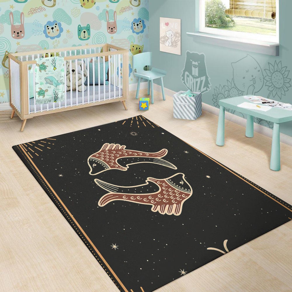 Pisces Constellation Print Floor Mat-grizzshop