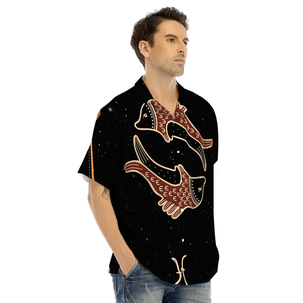Pisces Constellation Print Men's Hawaiian Shirt-grizzshop