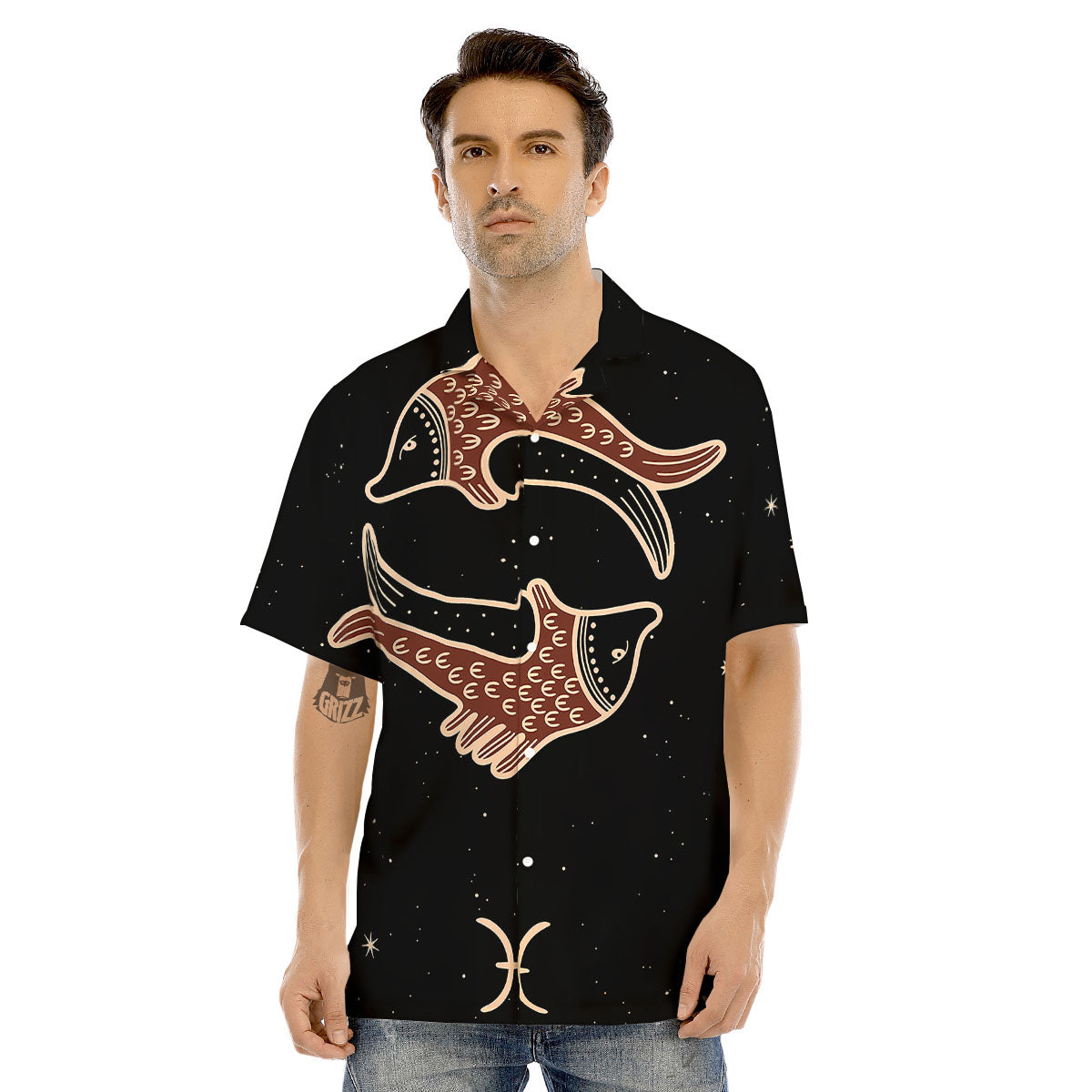 Pisces Constellation Print Men's Hawaiian Shirt-grizzshop