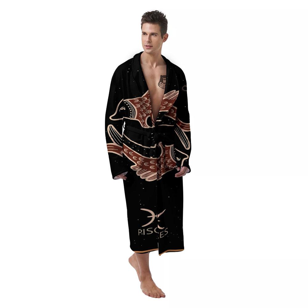 Pisces Constellation Print Men's Robe-grizzshop