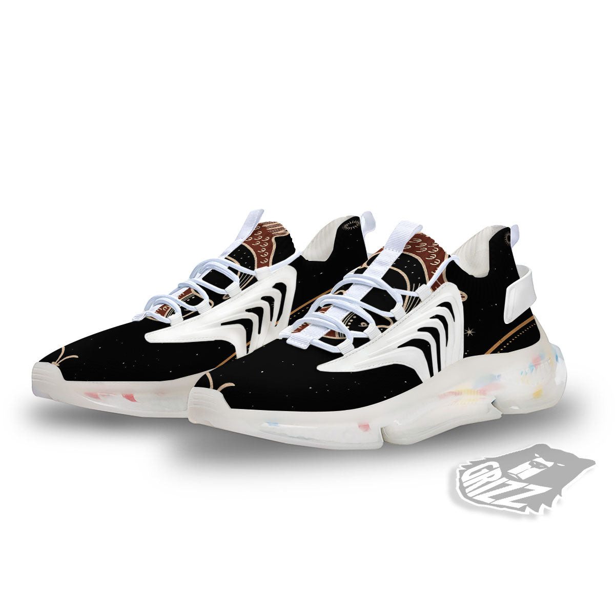 Pisces Constellation Print White Gym Shoes-grizzshop