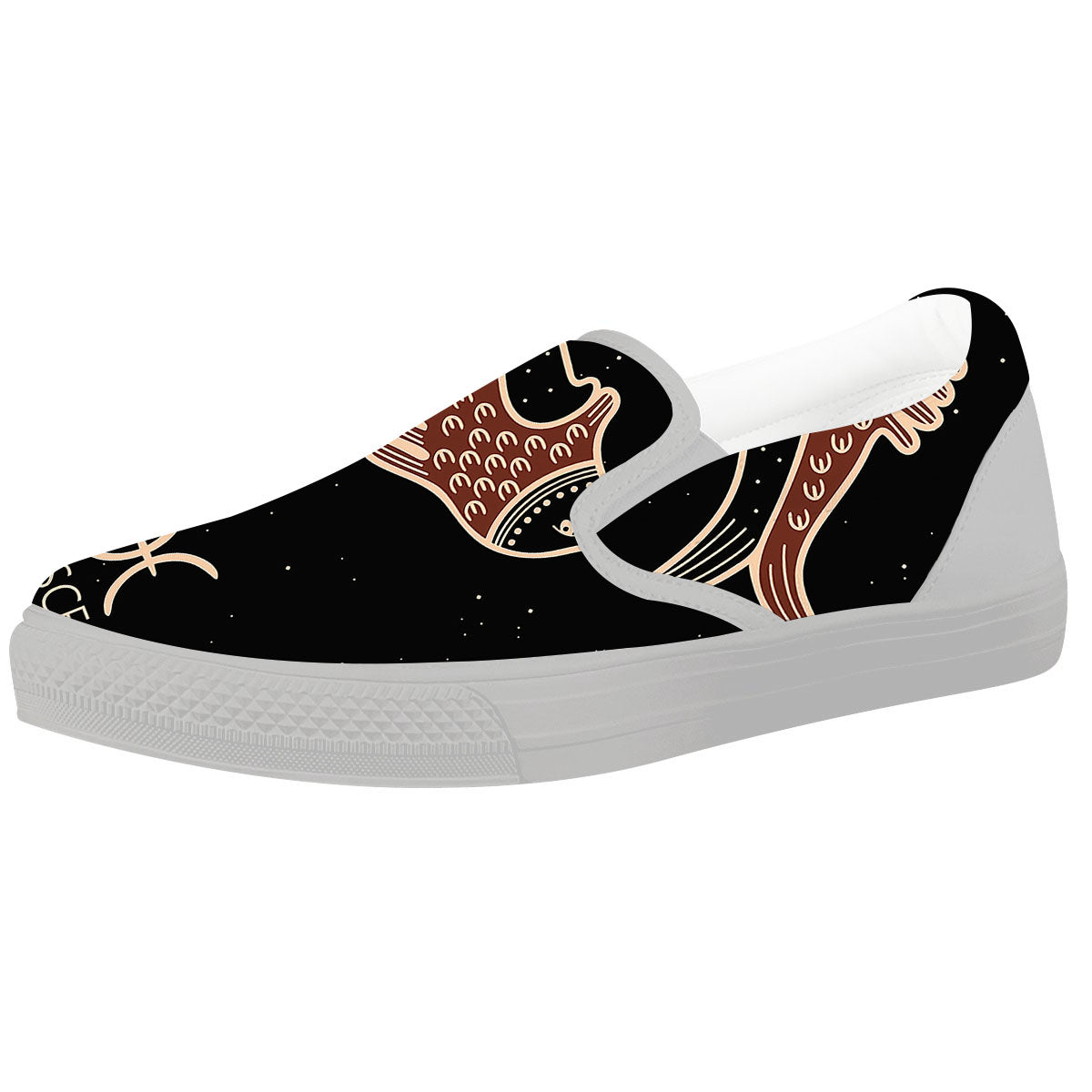 Pisces Constellation Print White Slip On Shoes-grizzshop