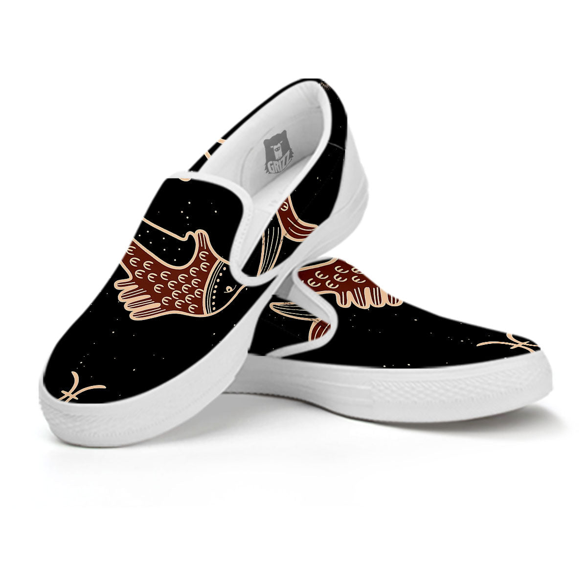 Pisces Constellation Print White Slip On Shoes-grizzshop
