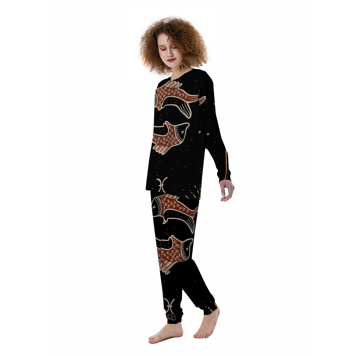 Pisces Constellation Print Women's Pajamas-grizzshop