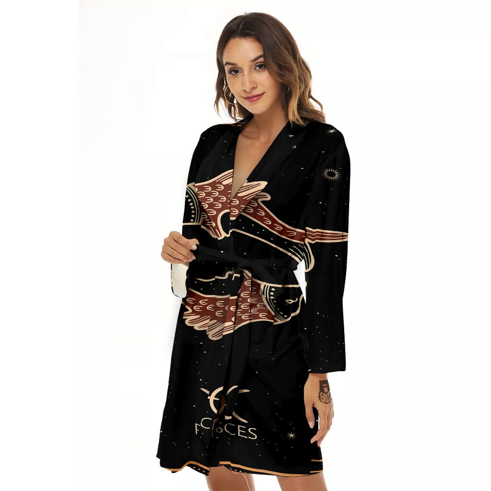 Pisces Constellation Print Women's Robe-grizzshop
