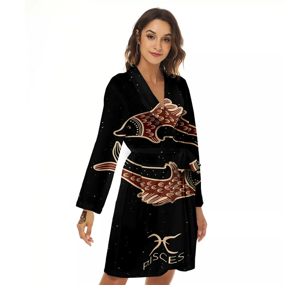 Pisces Constellation Print Women's Robe-grizzshop