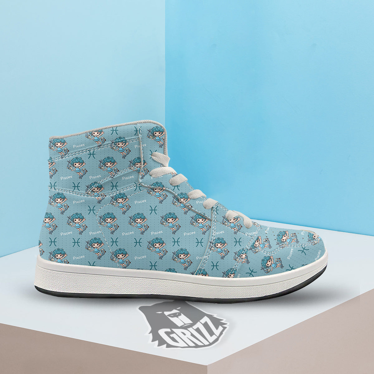 Pisces Cute Cartoon Print Pattern High Top Sneakers-grizzshop