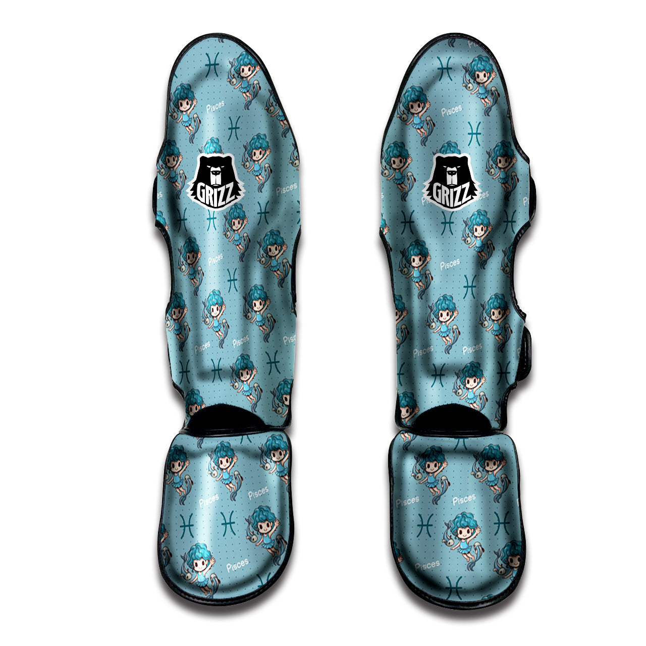 Pisces Cute Cartoon Print Pattern Muay Thai Shin Guards-grizzshop
