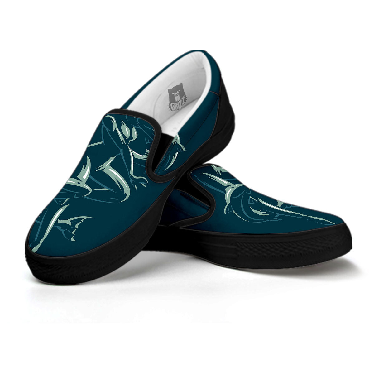 Pisces Sign Astrology Print Black Slip On Shoes-grizzshop