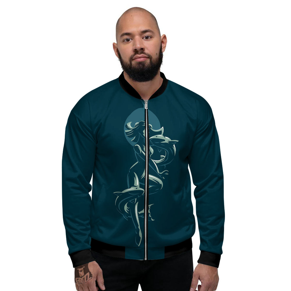 Pisces Sign Astrology Print Men's Bomber Jacket-grizzshop