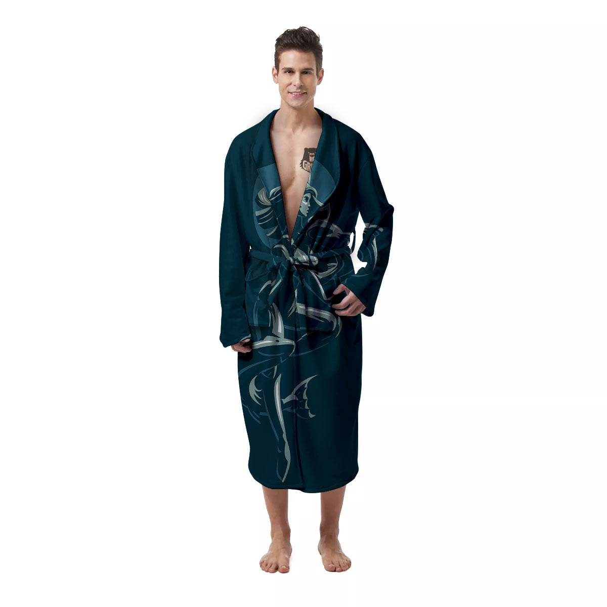 Pisces Sign Astrology Print Men's Robe-grizzshop
