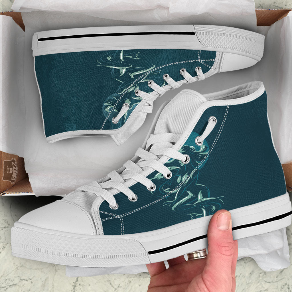 Pisces Sign Astrology Print White High Top Shoes-grizzshop