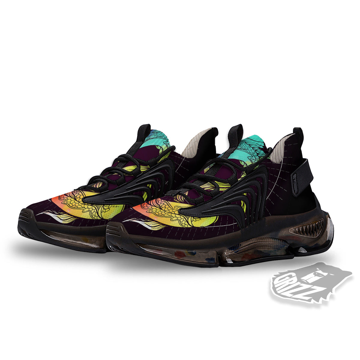 Pisces Sign Colorful Print Black Gym Shoes-grizzshop