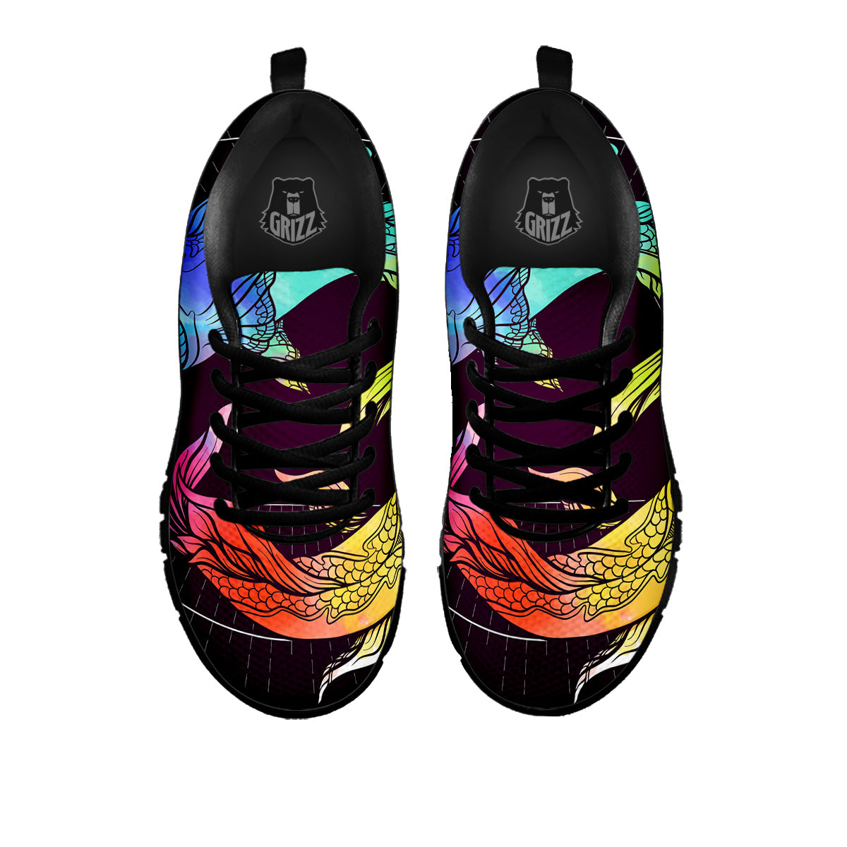 Pisces Sign Colorful Print Black Sneaker-grizzshop