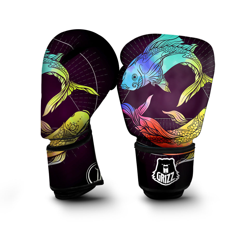 Pisces Sign Colorful Print Boxing Gloves-grizzshop