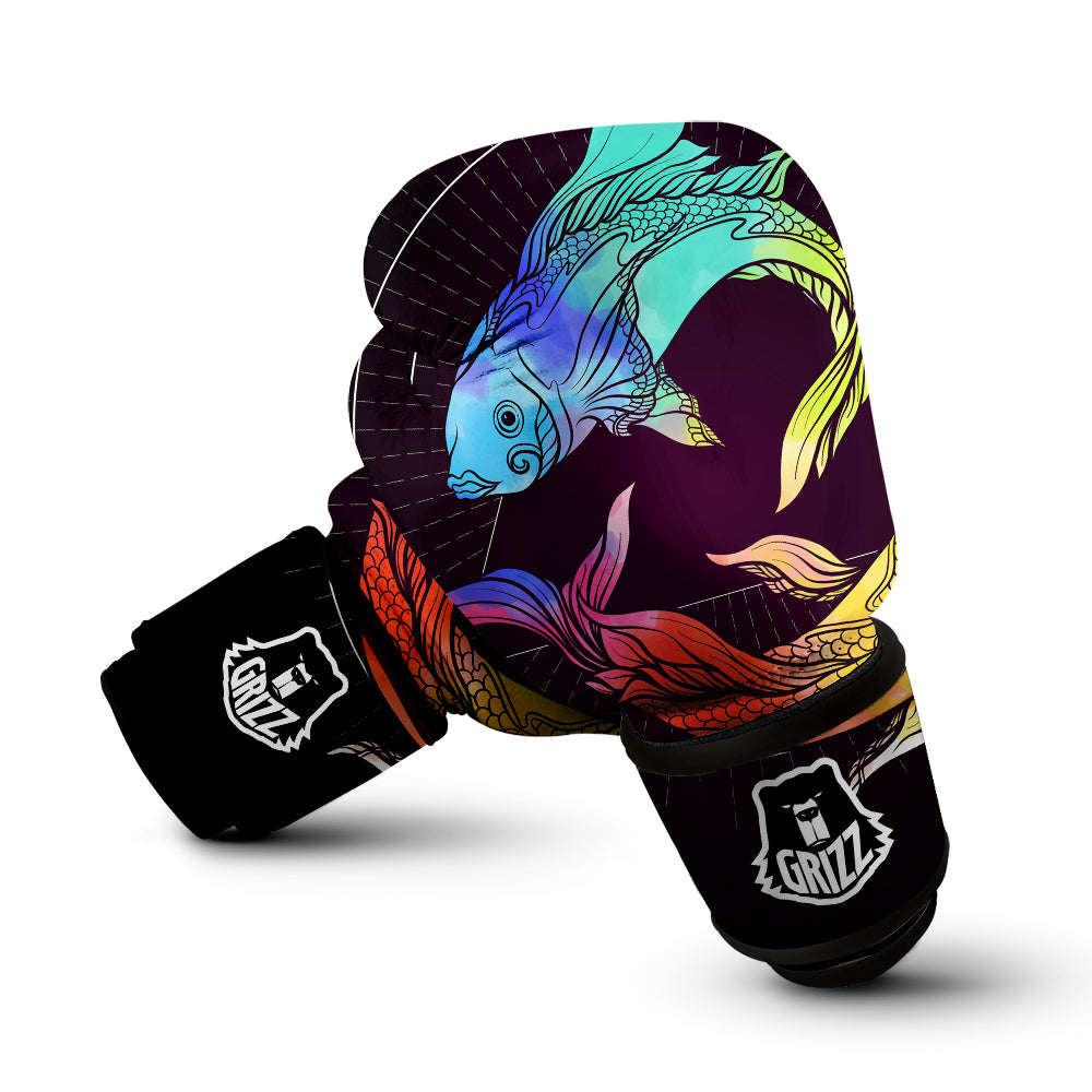 Pisces Sign Colorful Print Boxing Gloves-grizzshop