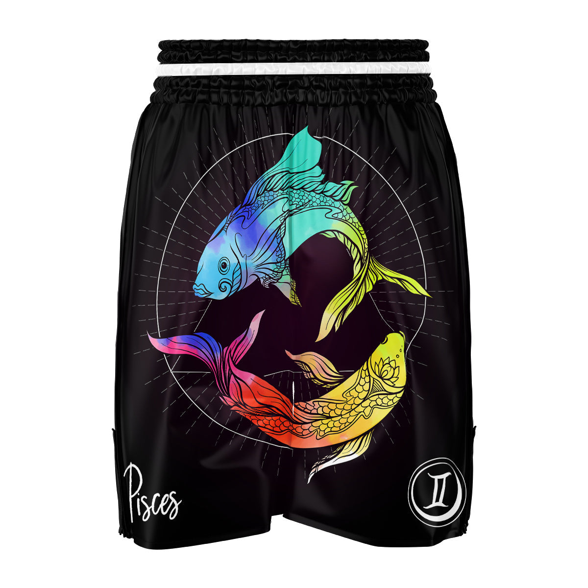 Pisces Sign Colorful Print Boxing Shorts-grizzshop