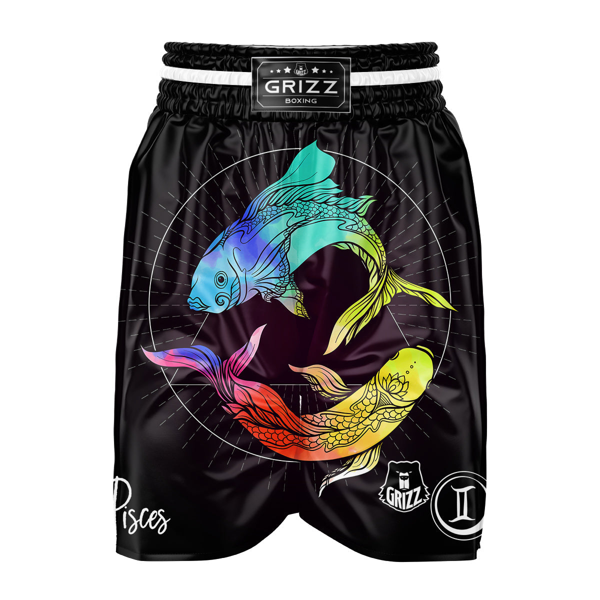 Pisces Sign Colorful Print Boxing Shorts-grizzshop