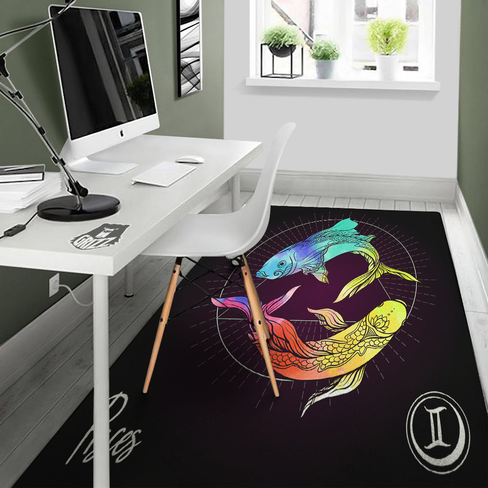 Pisces Sign Colorful Print Floor Mat-grizzshop