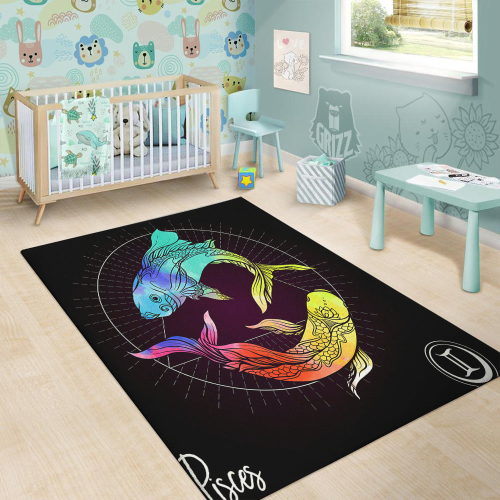 Pisces Sign Colorful Print Floor Mat-grizzshop