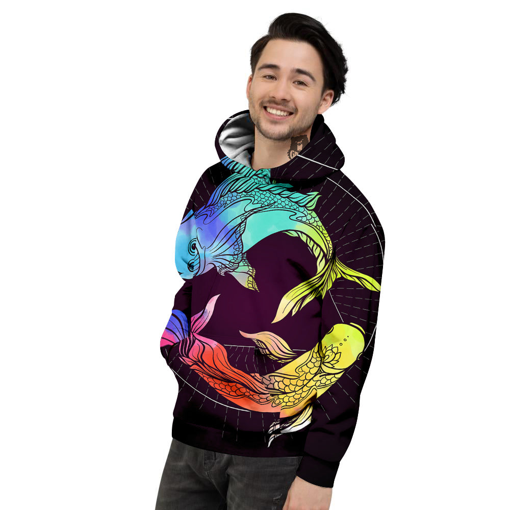 Pisces Sign Colorful Print Men's Hoodie-grizzshop